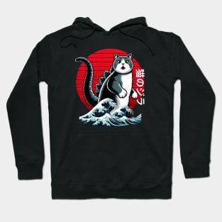 Catzilla Cat Japanese Art Funny Cat Hoodie